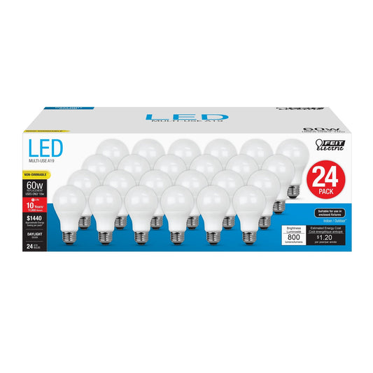 10W (60W Replacement) Daylight (5000K) E26 Base A19 General Purpose LED Bulb (24 - Pack) - Worldwide Electric Supplies