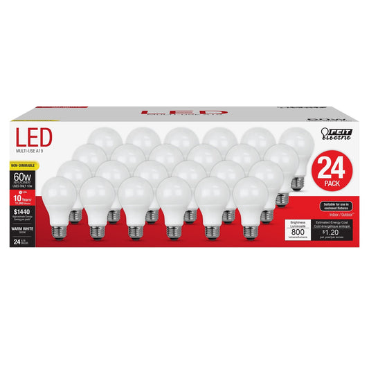 10W (60W Replacement) Warm White A19 Non - Dimmable LED Light Bulb 24Pack - Worldwide Electric Supplies