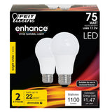 12.2W (75W Replacement) Bright White (3000K) E26 Base A19 Dimmable Enhance General Purpose LED (2 - Pack) - Worldwide Electric Supplies