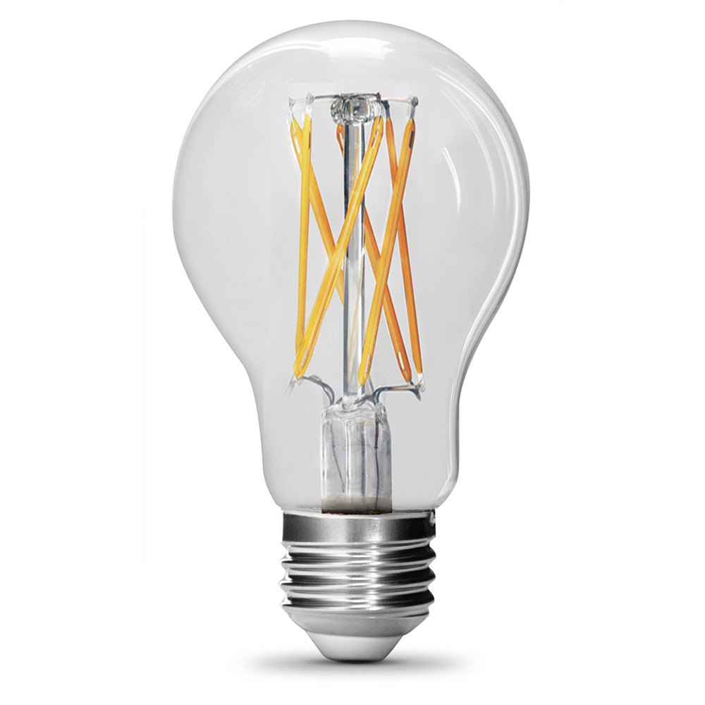 12W (75W Replacement) Soft White (2700K) A19 (E26 Base) Dimmable Clear Glass Enhance LED Filament Light Bulb (2 - Pack) - Worldwide Electric Supplies
