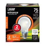 12W (75W Replacement) Soft White (2700K) A19 Enhance Dimmable Glass Filament General Purpose LED (2 - Pack) - Worldwide Electric Supplies