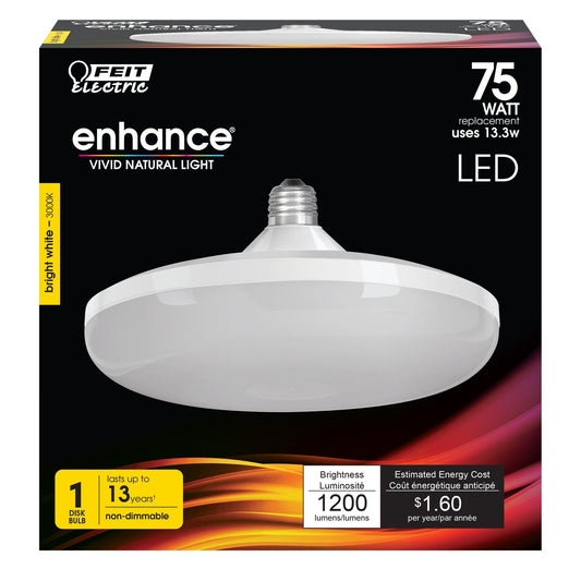 13.3W (75W Replacement) Bright White (3000K) Disk LED Light Bulb - Worldwide Electric Supplies