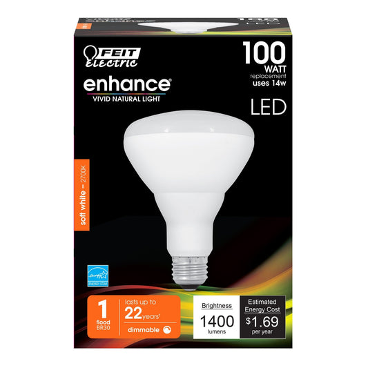 14 W (100W Replacement) Soft White (2700K) E26 Base BR30 Dimmable LED - Worldwide Electric Supplies
