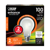 15W (100W Replacement) Soft White (2700K) A19 Dimmable Frosted Glass Enhance LED (2 - Pack) - Worldwide Electric Supplies