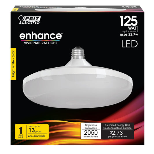 22.7W (125W Replacement) Bright White (3000K) Disk LED Light Bulb - Worldwide Electric Supplies