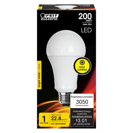 25W (200W Replacement) Bright White (3000K) A21 High Output LED - Worldwide Electric Supplies