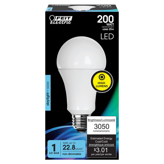 25W (200W Replacement) Daylight (5000K) E26 Base A21 High Output LED - Worldwide Electric Supplies
