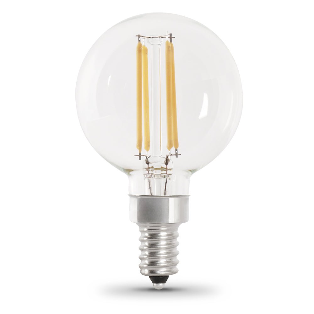 3.8W (40W Replacement) G16 1/2 Soft White Dimmable Enhance Glass Filament Globe LED (2 - Pack) - Worldwide Electric Supplies