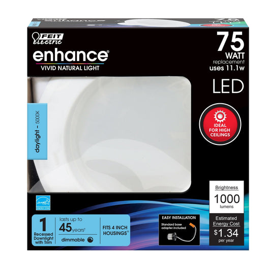 4 in. 11.1W (75W Replacement) Daylight (5000K) Dimmable High Output LED Recessed Downlight - Worldwide Electric Supplies