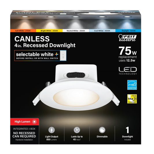 4 in. Selectable White (5CCT) High Output Integrated J - Box Recessed LED Downlight - Worldwide Electric Supplies