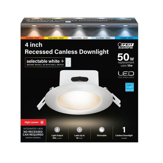 4 in. Selectable White (5CCT) Integrated J - box Recessed Downlight - Worldwide Electric Supplies