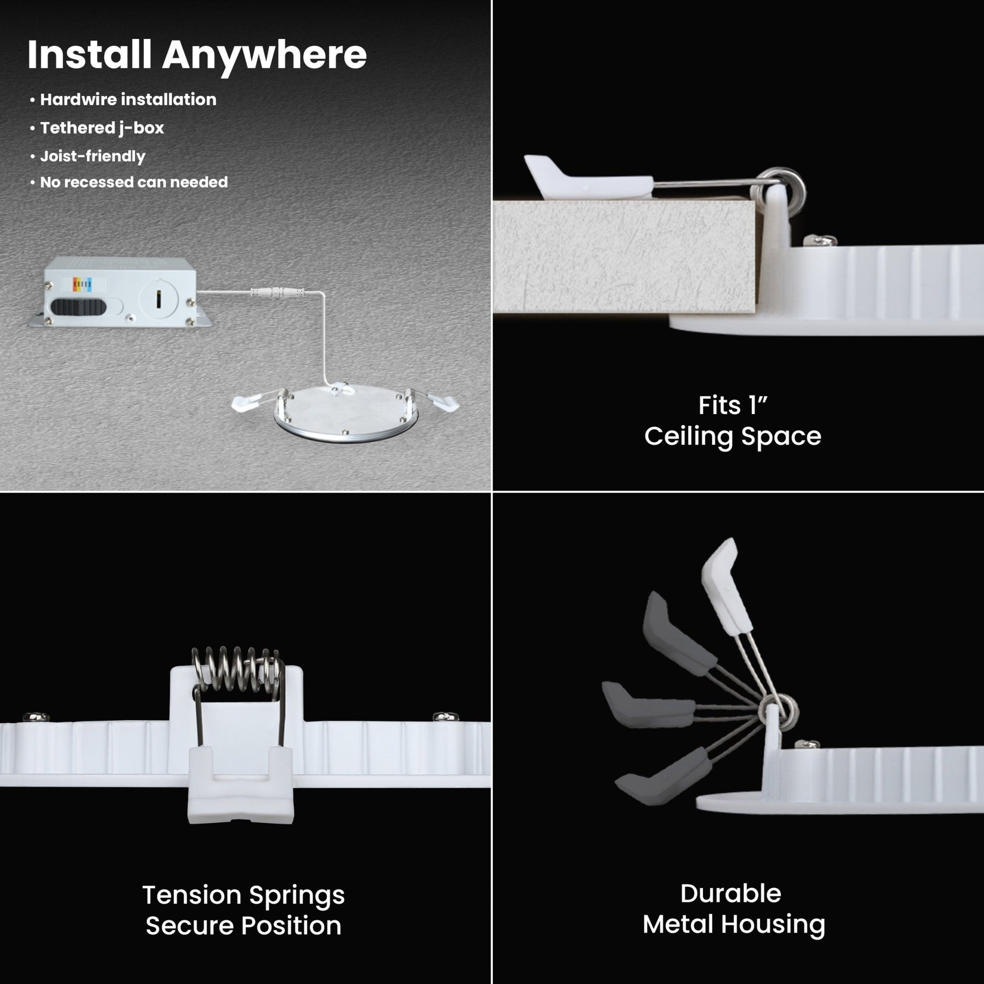 4 in. Tethered J - Box Selectable White (5CCT) LED Downlight With Night Light Mode - Worldwide Electric Supplies