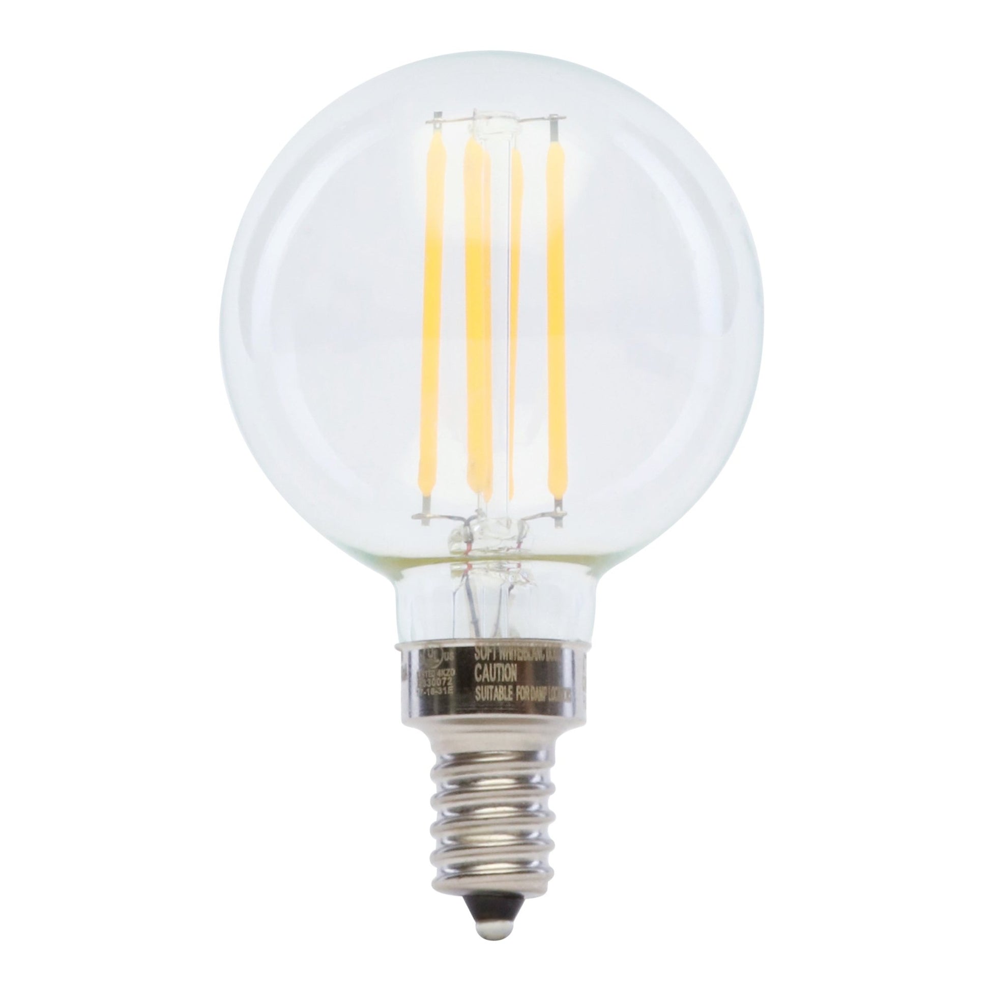 4.5W (40 Watt Equivalent) Soft White Clear G 16 1/2 Globe Dimmable Light Bulb 2 Pack (BPG1640827/LED/2/CAN) - Worldwide Electric Supplies