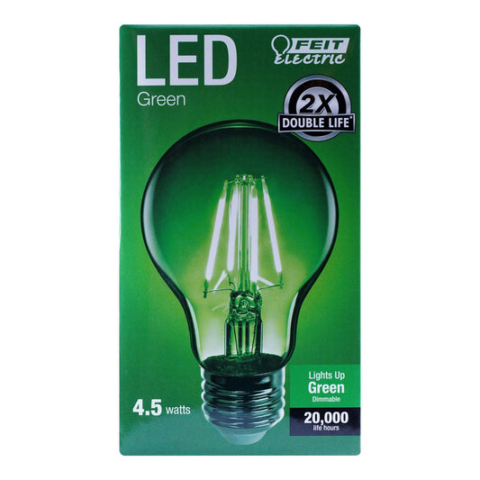 4.5W A19 Green Filament LED Filament Light Bulb - Worldwide Electric Supplies