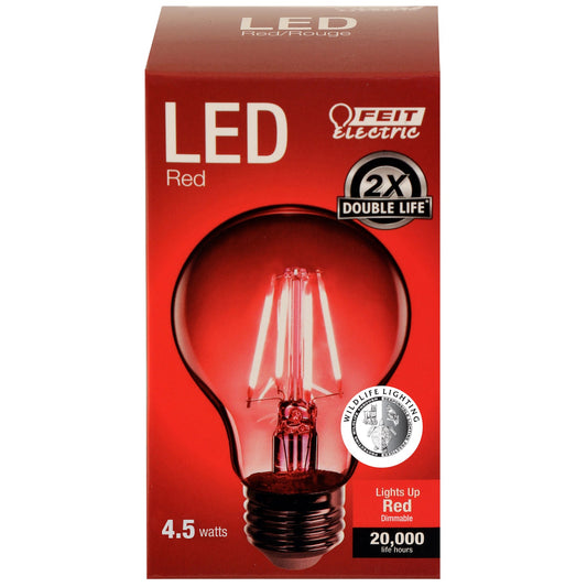 4.5W A19 Red Filament LED Filament Light Bulb - Worldwide Electric Supplies