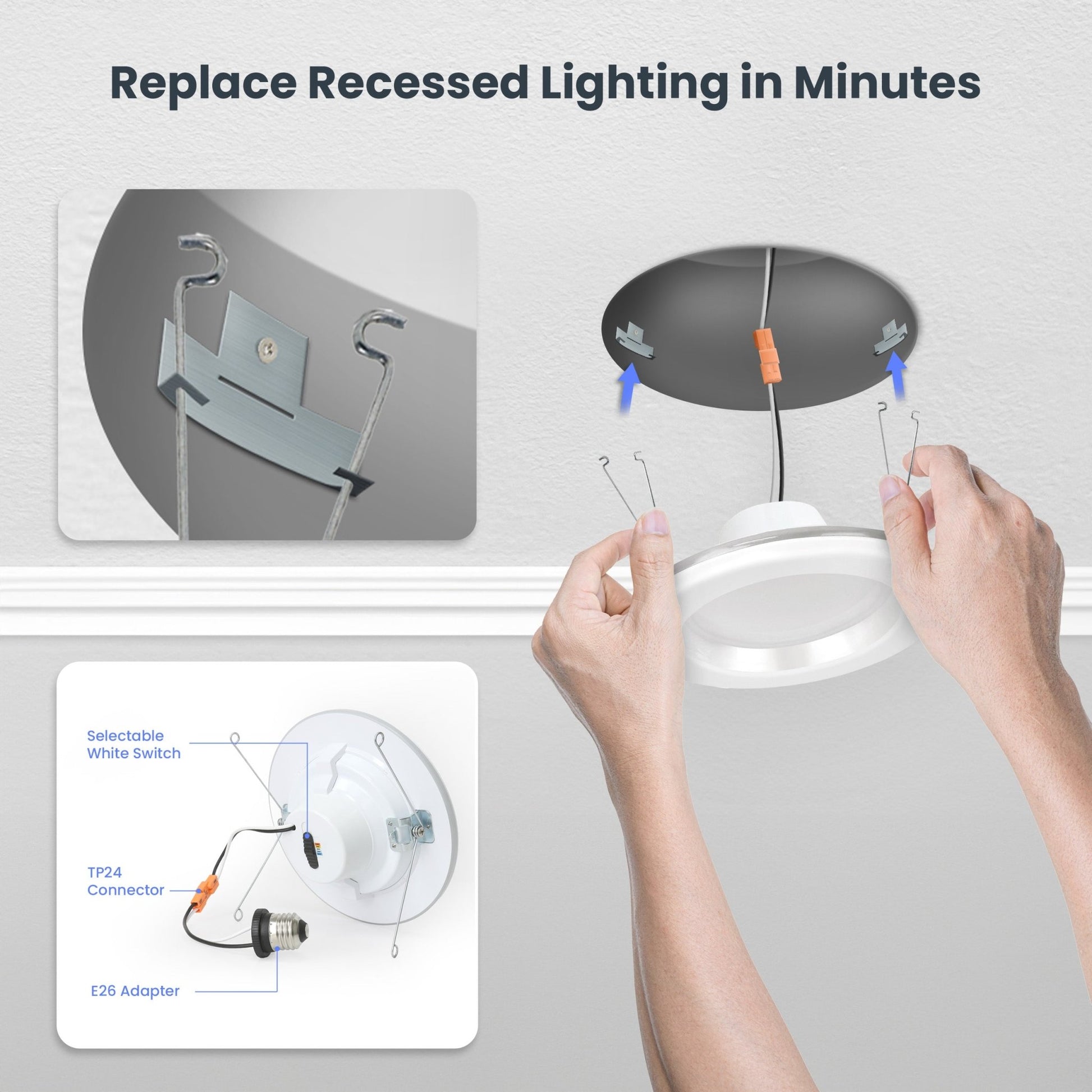 5 - 6 in. 11.1W (75W Replacement) Selectable White LED Downlight with Night Light - Worldwide Electric Supplies
