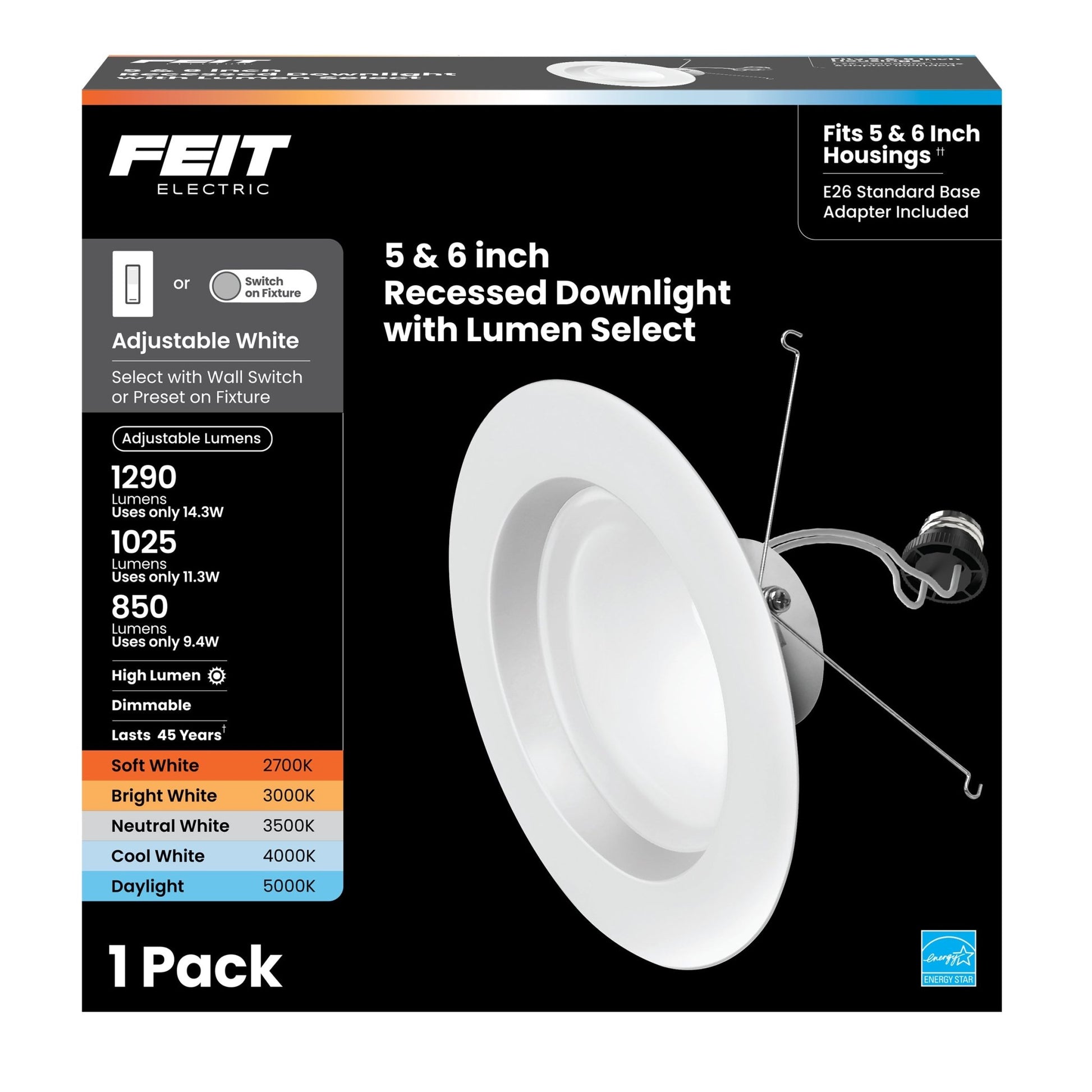 5 - 6 in. 120W Replacement Adjustable White Adjustable Lumens Dimmable High Output Enhance LED Recessed Downlight - Worldwide Electric Supplies