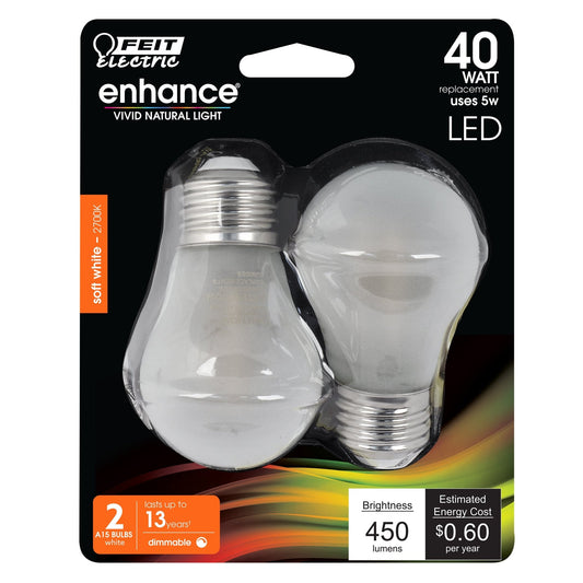 5W (40W Replacement) A15 Dimmable Soft White Frost Filament (2 - Pack) - Worldwide Electric Supplies