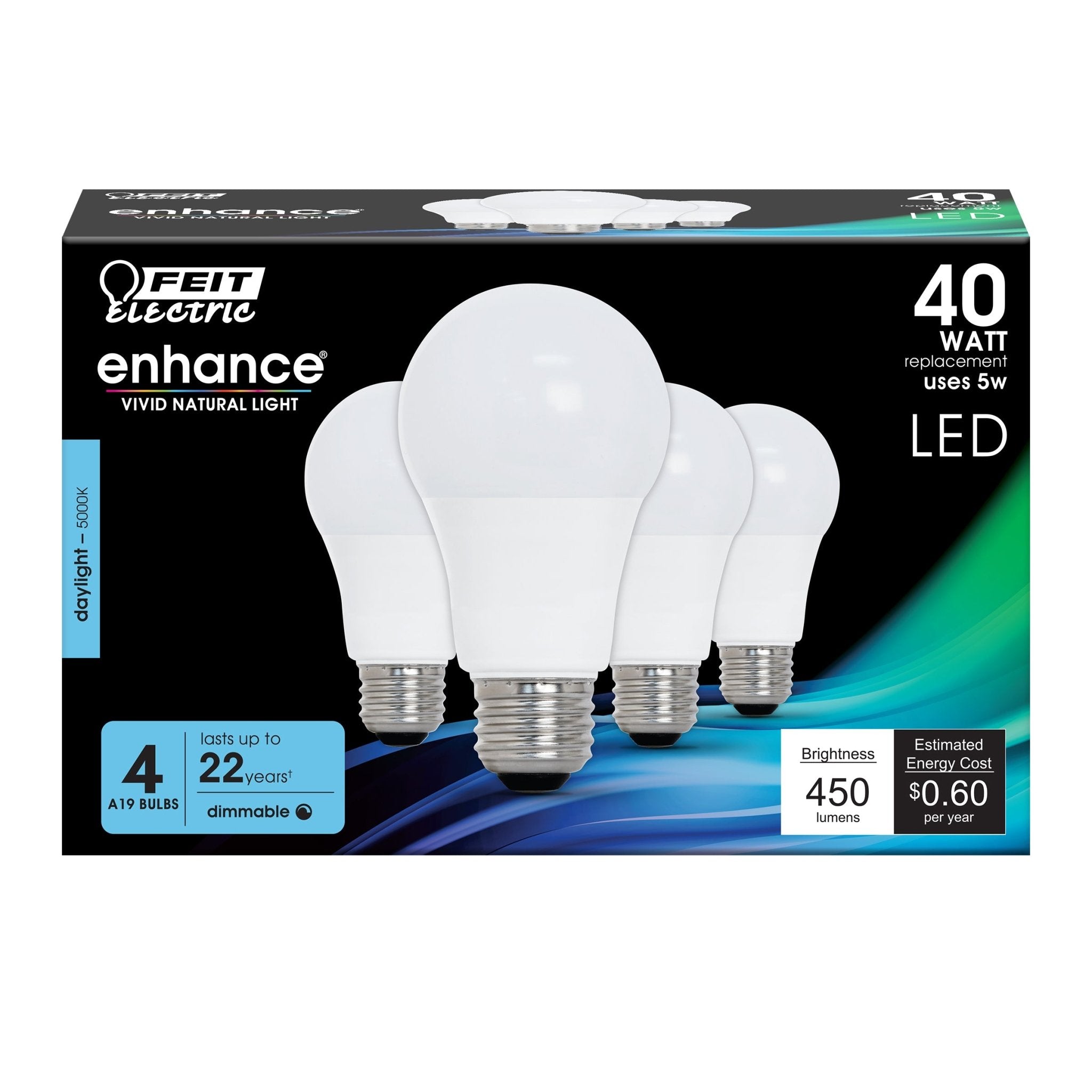 5W (40W Replacement) Daylight (5000K) A19 Dimmable General Purpose LED (4 - Pack) - Worldwide Electric Supplies