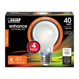5W (40W Replacement) Soft White (2700K) A19 Medium E26 Base Enhance Dimmable Glass General Purpose LED Light Bulb (4 - Pack) - Worldwide Electric Supplies