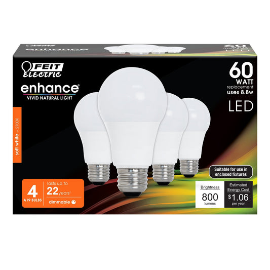 8.8W (60W Replacement) Soft White (2700K) A19 E26 Base Dimmable LED - Worldwide Electric Supplies
