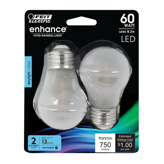 8W (60W Replacement) A15 Dimmable Daylight Frost Glass Filament (2 - Pack) - Worldwide Electric Supplies