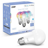 9W (60W Replacement) Color Changing A19 Dimmable Alexa Google Smart Wi - Fi Bulb (3 - Pack) - Worldwide Electric Supplies