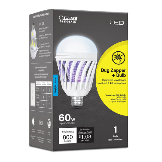 9W (60W Replacement) Daylight (5000K) E26 Base Cylinder Shape Bug Zapper + Light Bulb - Worldwide Electric Supplies